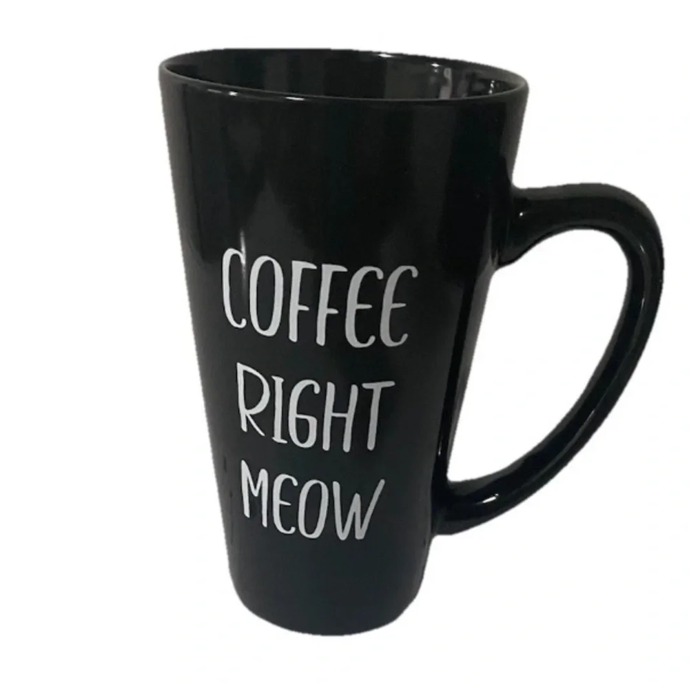 Coffee Right Meow Mug Black White Tea Cup Dat’l Do It Inc - Picture 1 of 5
